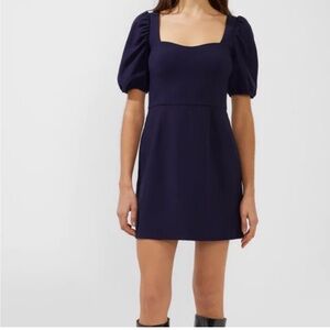 French Connection Navy Puff Sleeve Mini Dress